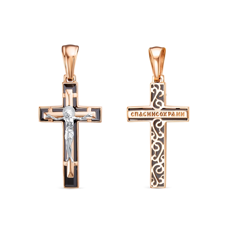 Крест из красного золота 585 пробы 080002