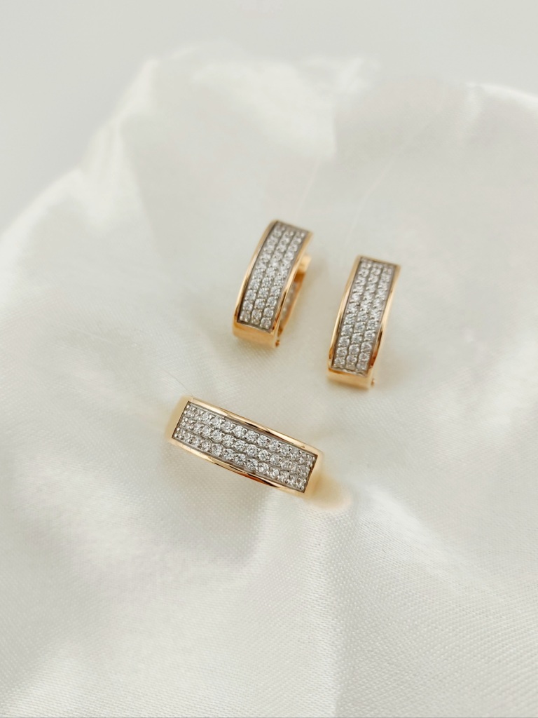 Серьги с английским замком женские из красного золота 585 пробы кл1049а-01