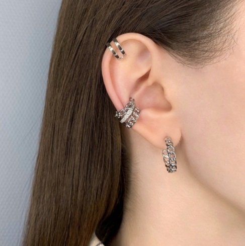 Серьга женская из родированого серебра 925 пробы 0201521-00245