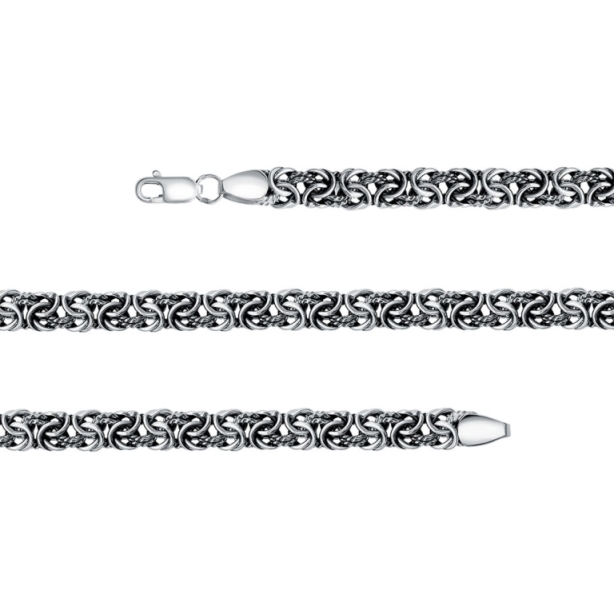 Браслет из черненого серебра 925 пробы 02-054120-105002 д. 1,2  , плетение: мантия королевская