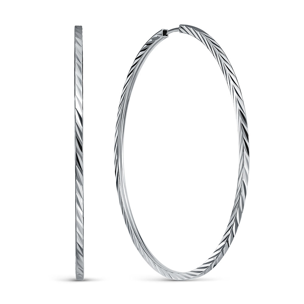 Серьги конго женские из родированого серебра 925 пробы с020060-4