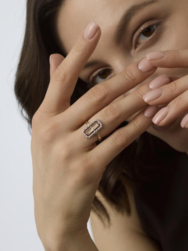 Кольцо из красного золота 585 пробы 16574-100 с бриллиантами