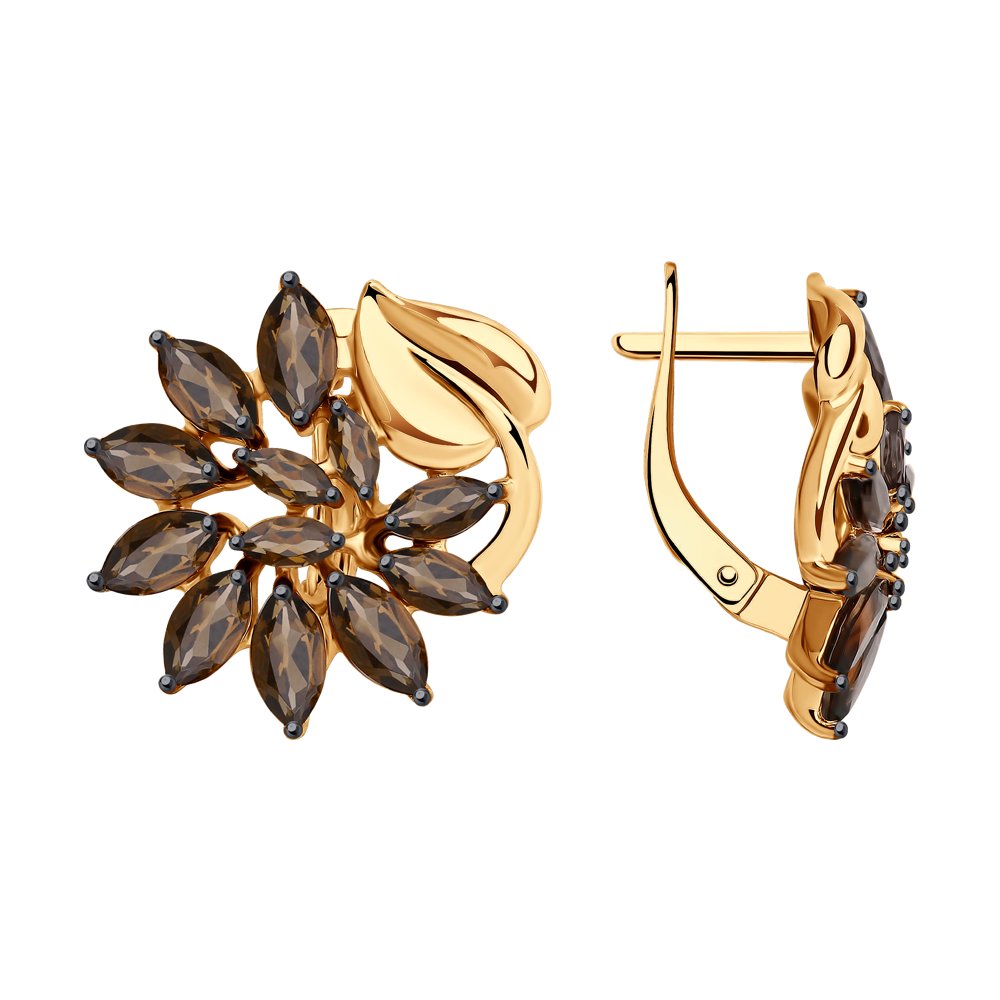 Серьги с английским замком женские из позолоченого серебра 925 пробы 92021579