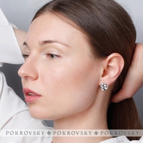 Пусеты из родированого серебра 925 пробы 6001374-00245