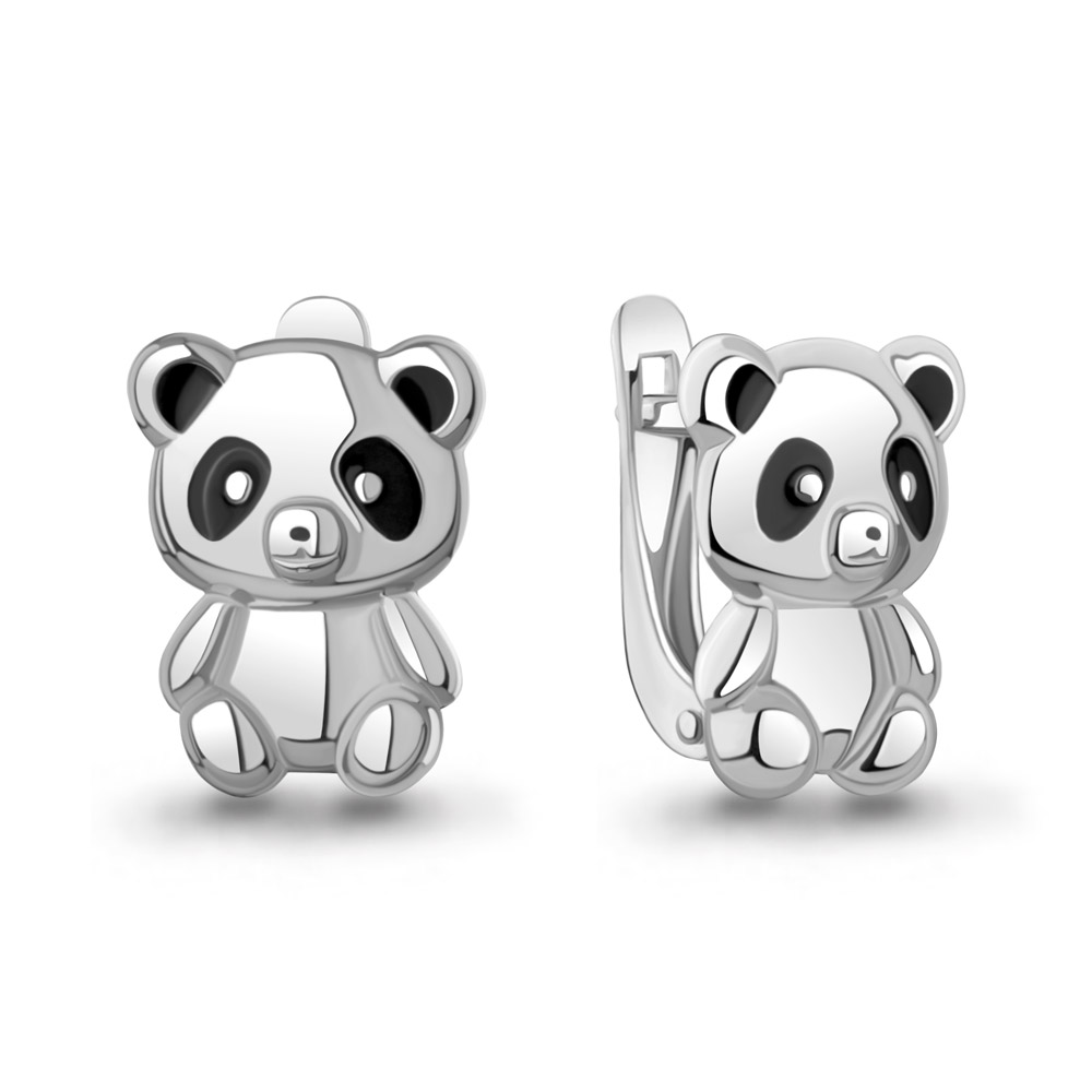 Серьги с английским замком детские из родированого серебра 925 пробы 34880