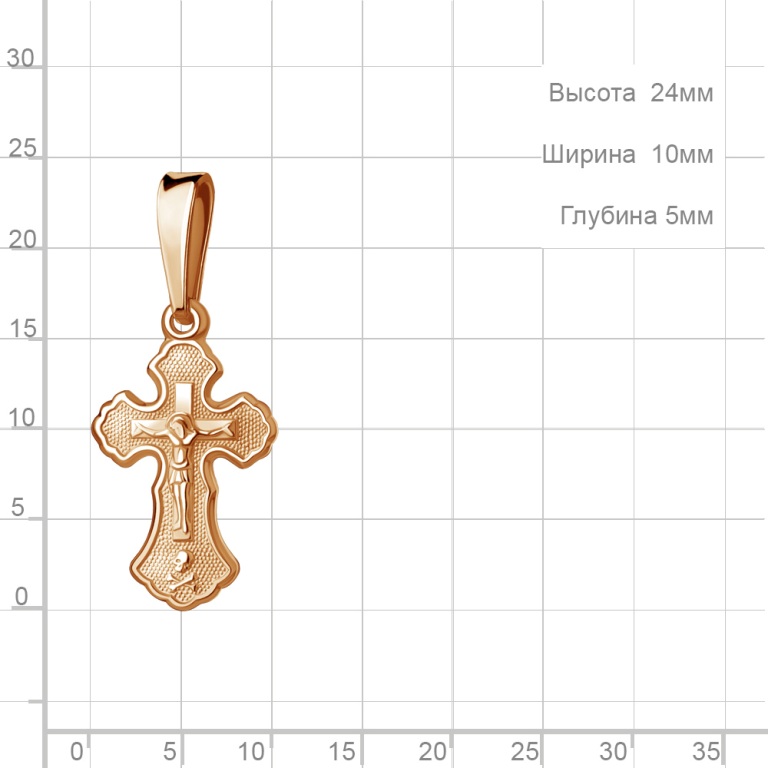 Крест из красного золота 585 пробы 11201