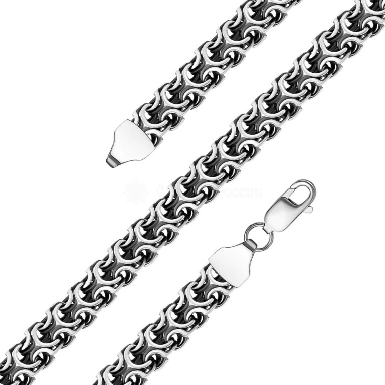 Браслет из черненого серебра 925 пробы 02-053100-105002 д. 1  , плетение: рамзес, ширина: 10 мм