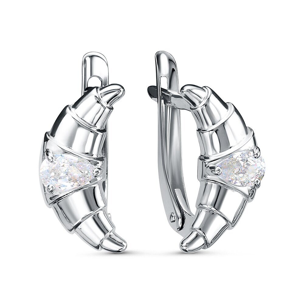 Серьги с английским замком женские из родированого серебра 925 пробы 3101028687