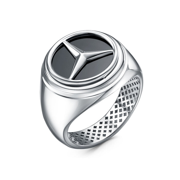 Печатка из родированого серебра 925 пробы с040014