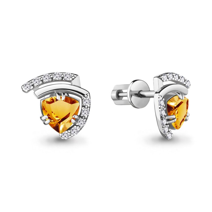 Пусеты из родированого серебра 925 пробы 4740506А