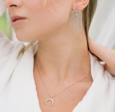 Колье из родированого серебра 925 пробы 0320378-00245