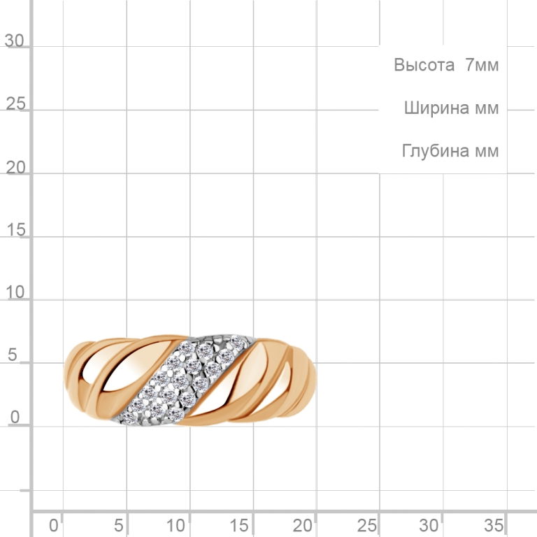 Кольцо из красного золота 585 пробы 600611А с фианитами
