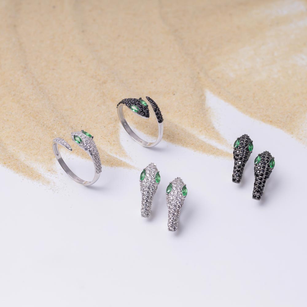 Серьги из серебра 2101524-00455 Змея