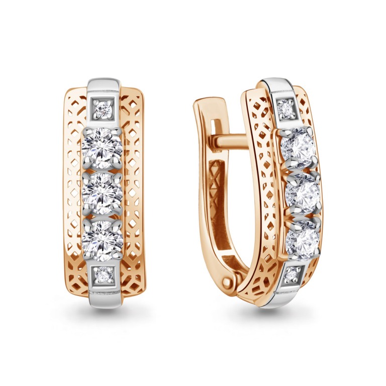 Серьги с английским замком женские из красного золота 585 пробы 49634