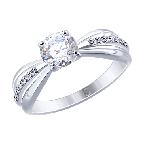 Кольцо из родированого серебра 925 пробы 89010109 с фианитами swarovski