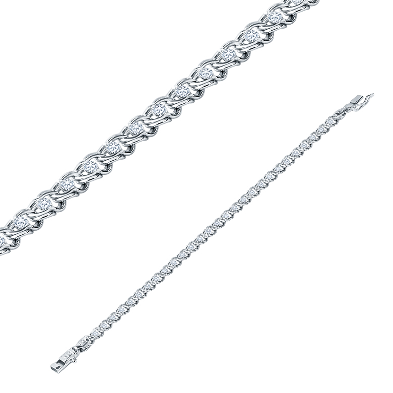 Браслет из родированого серебра 925 пробы 37-БРБФ0,8-11 д. 0,8  , плетение: бисмарк, ширина: 6 мм