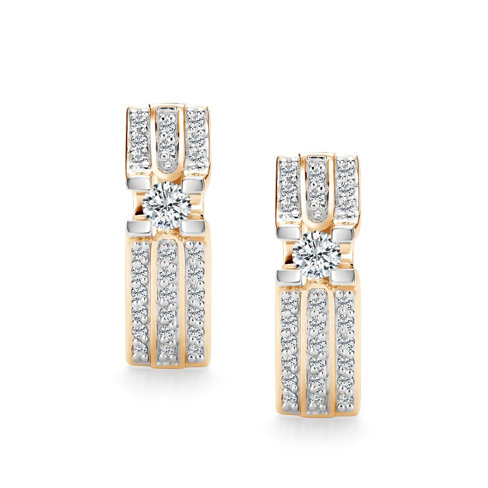 Серьги с английским замком женские из красного золота 585 пробы 27148-100 с бриллиантами