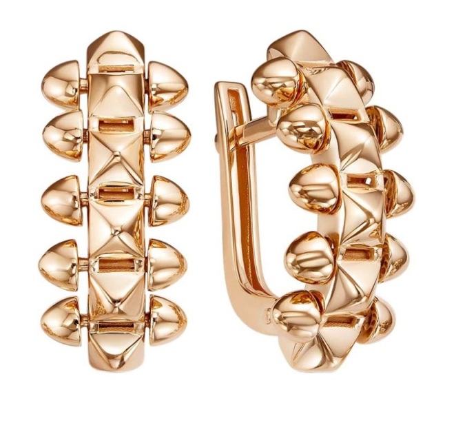 Серьги с английским замком женские из красного золота 585 пробы 120962