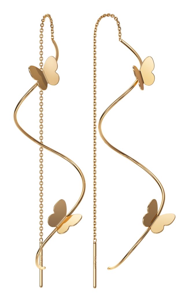 Серьги протяжки женские из красного золота 585 пробы НС12-1832