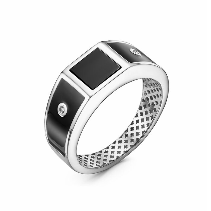 Печатка из родированого серебра 925 пробы с040011