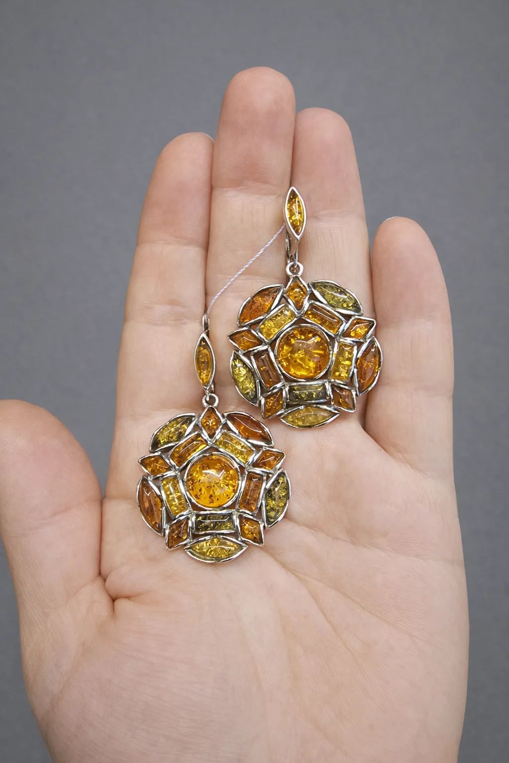 Серьги женские из родированного серебра 925 пробы 7/17 СИ-8-1/106