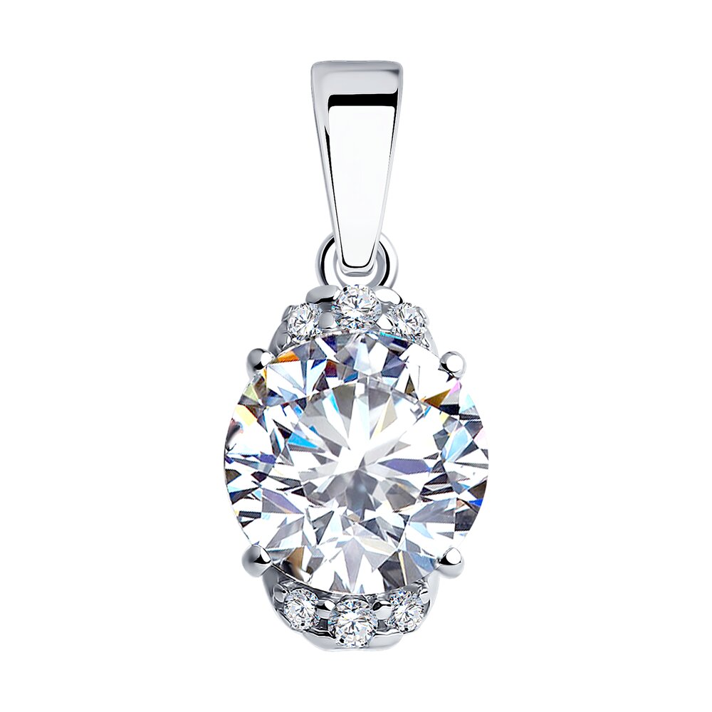 Подвеска из родированого серебра 925 пробы 89030003 с фианитом swarovski