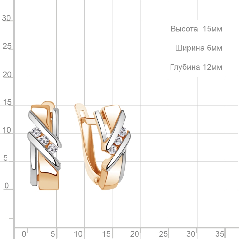 Серьги с английским замком женские из золота 585 пробы 46711А