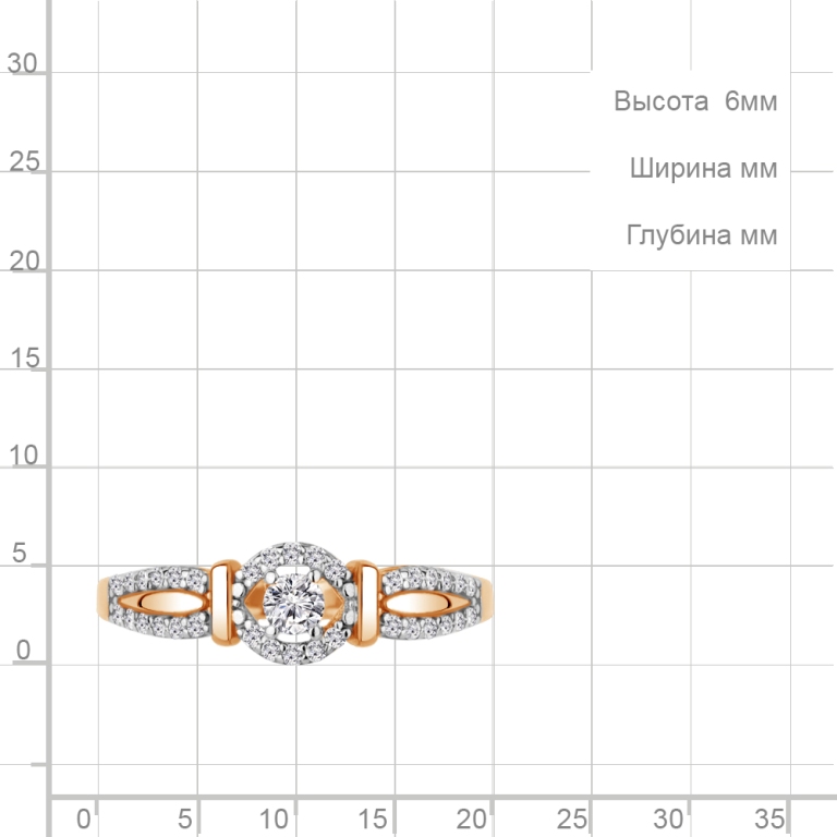 Кольцо из красного золота 585 пробы 600578А с фианитом
