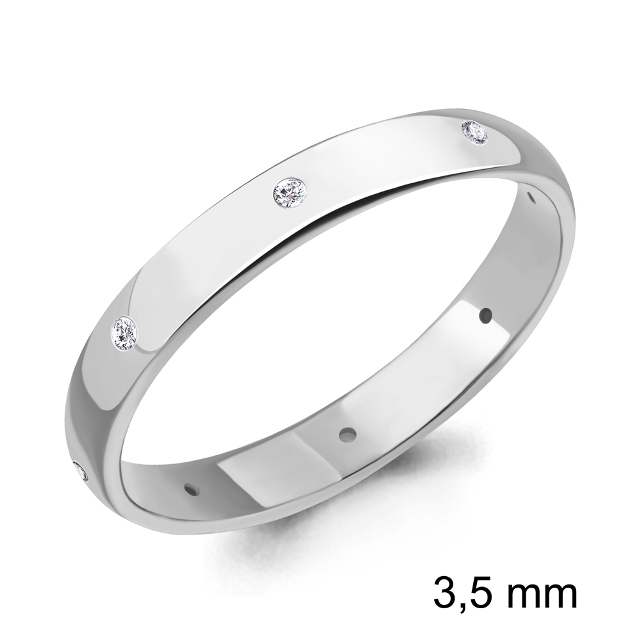 Кольцо из родированого серебра 925 пробы 61709А