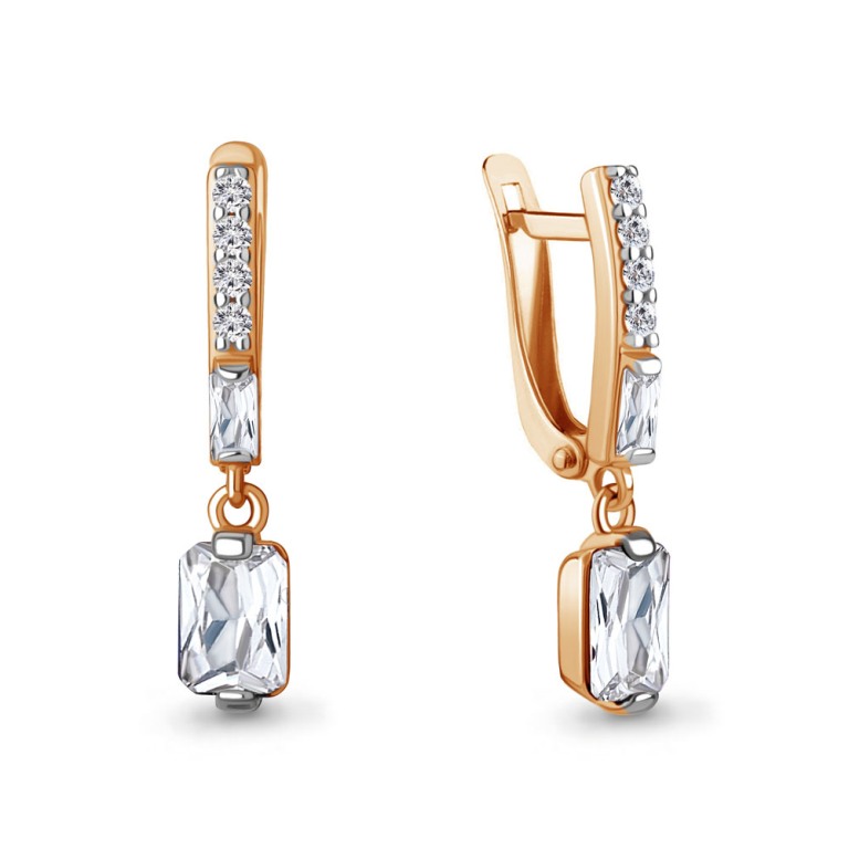 Серьги с английским замком женские из красного золота 585 пробы 49828А