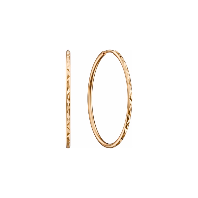 Серьги конго с диаметром серьги 30 мм и диаметром проволоки 1,5 мм женские из красного золота 585 пробы НС12-1873