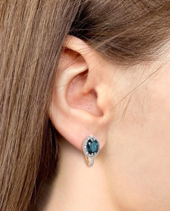 Серьги с английским замком женские из серебра 925 пробы 4413708А  Золочение