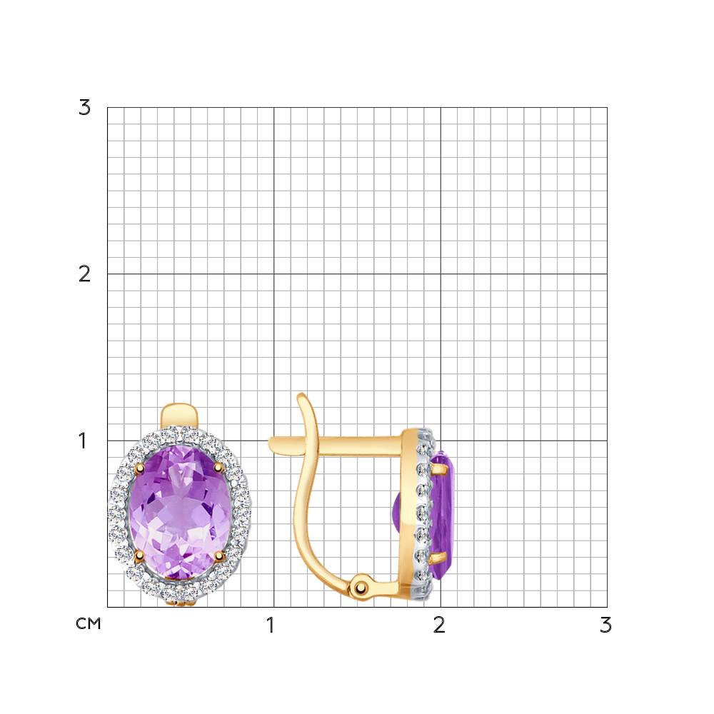 Серьги с английским замком женские из красного золота 585 пробы 725271 с фианитами