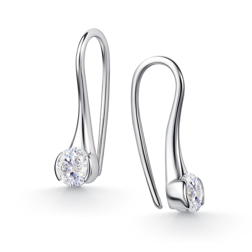 Серьги на петле женские из родированного серебра 925 пробы 02-5152/00ГХ-00