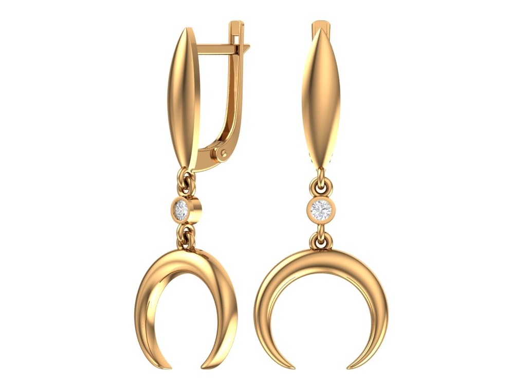 Серьги с английским замком женские из красного золота 585 пробы 0201477-00770 с фианитами