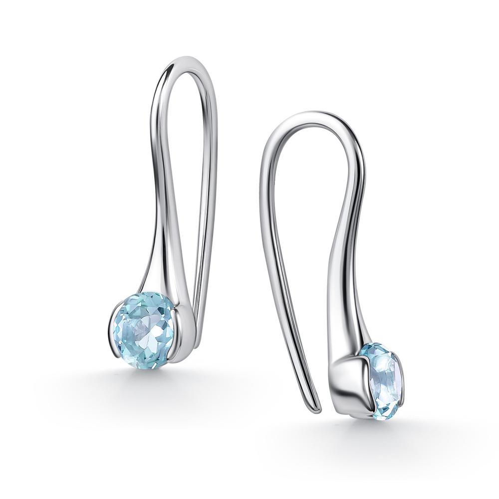 Серьги на петле женские из родированого серебра 925 пробы 02-5152/00ТБ-00
