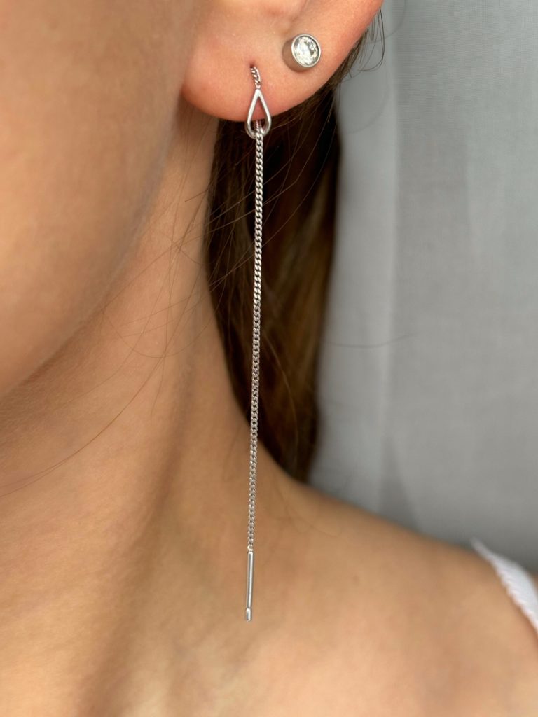 Серьги протяжки женские из родированого серебра 925 пробы с19.200