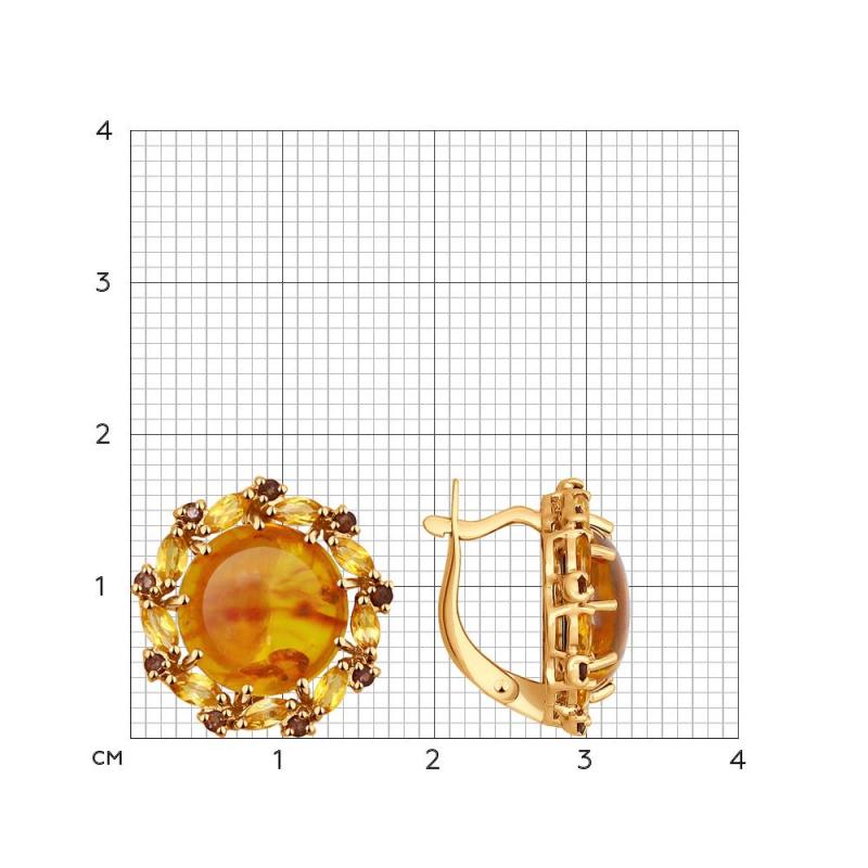 Серьги с английским замком женские из красного золота 585 пробы 724352