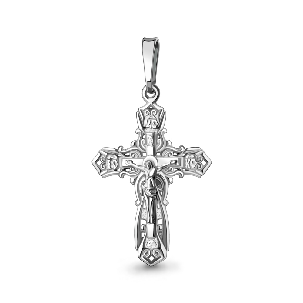Крест из родированного серебра 925 пробы 11174
