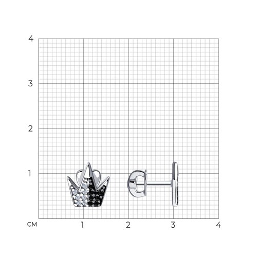 Пусеты из родированого серебра 925 пробы 94024723
