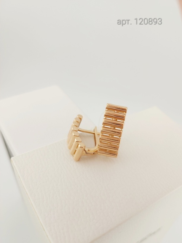 Серьги с английским замком женские из красного золота 585 пробы 120893