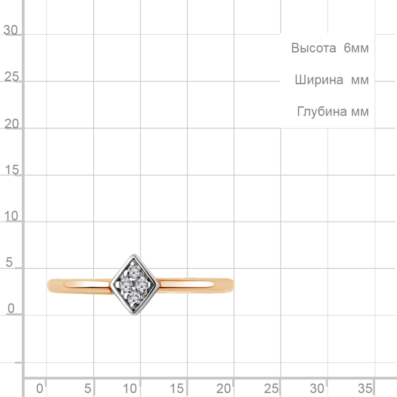 Кольцо из красного золота 585 пробы 67461 с фианитами