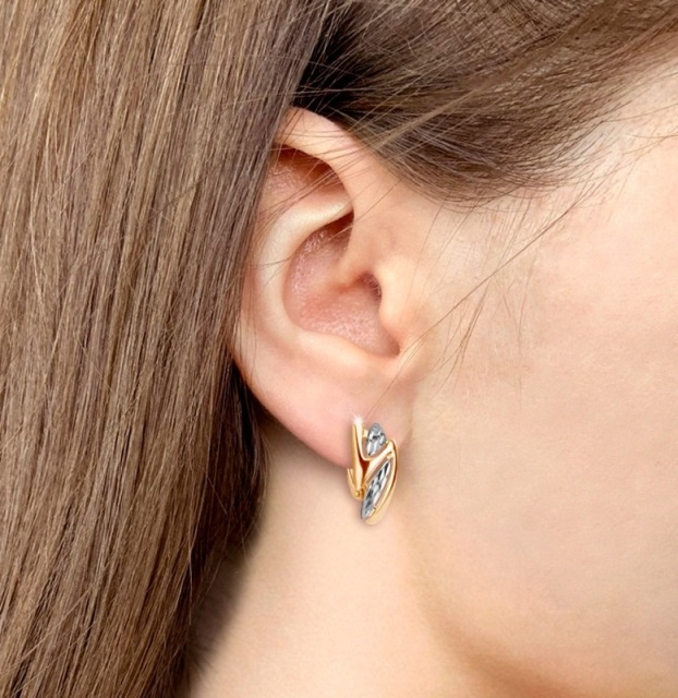 Серьги с английским замком женские из красного золота 585 пробы 33397