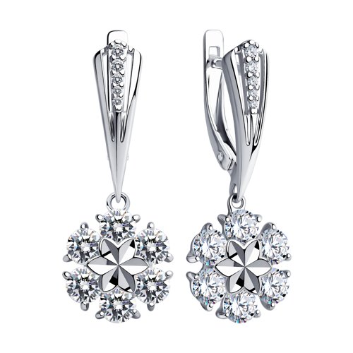 Серьги с английским замком женские из родированого серебра 925 пробы 94023482