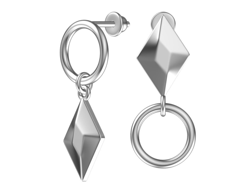 Пусеты из родированого серебра 925 пробы 6001494-00245