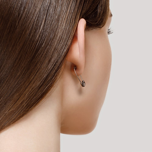 Серьга на петле женская из родированого серебра 925 пробы 94170157