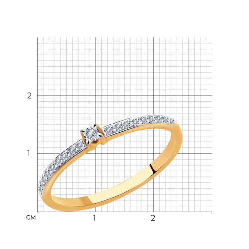 Кольцо из красного золота 585 пробы 1011915 с бриллиантом