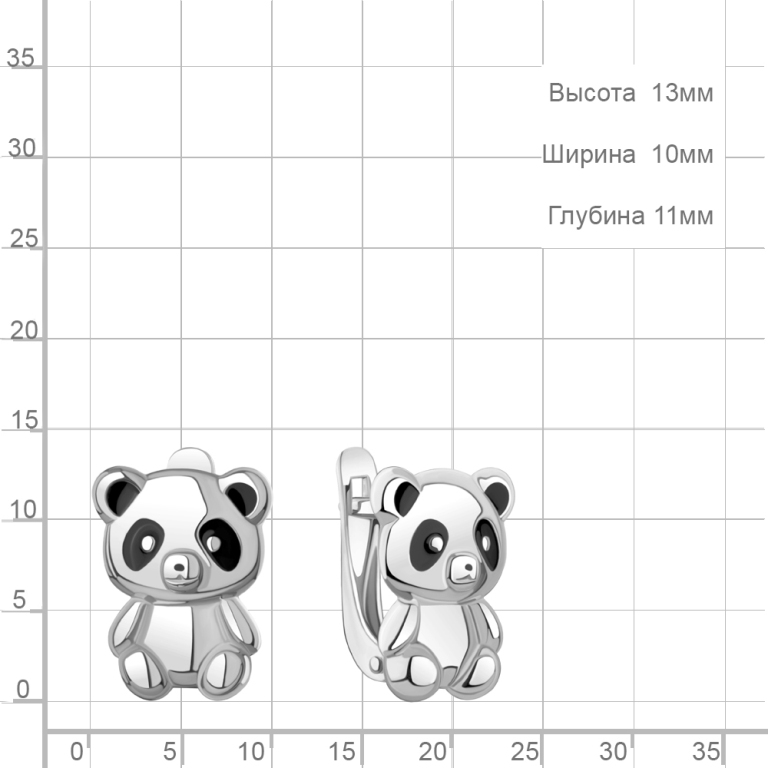 Серьги с английским замком детские из родированого серебра 925 пробы 34880
