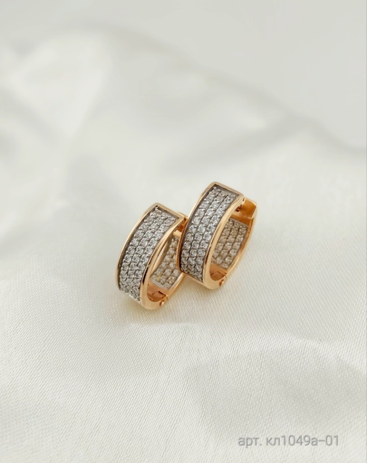 Серьги с английским замком женские из красного золота 585 пробы кл1049а-01