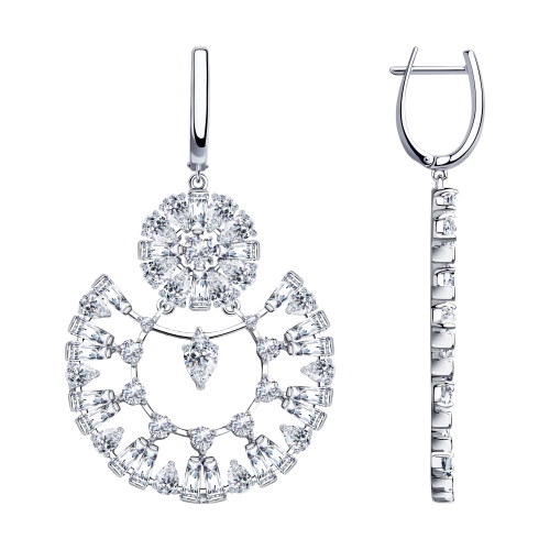 Серьги с английским замком женские из родированого серебра 925 пробы 94023712